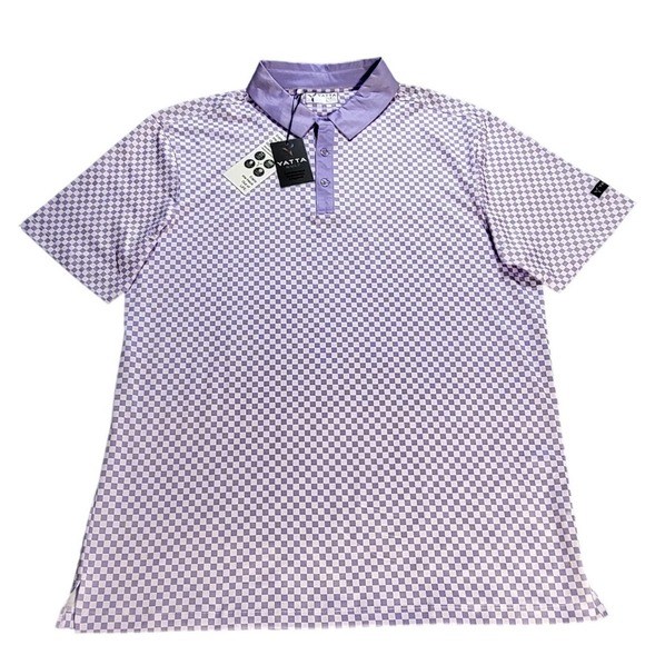 Yatta Golf Other - YATTA Golf Polo Shirt Mens Large Purple Checkered Short Sleeve Collared